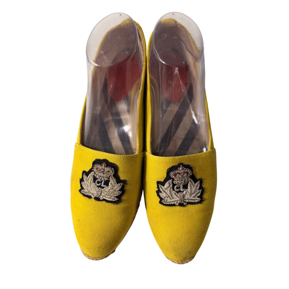 Louboutin Yellow Embroidered Crest Espadrilles EU 40